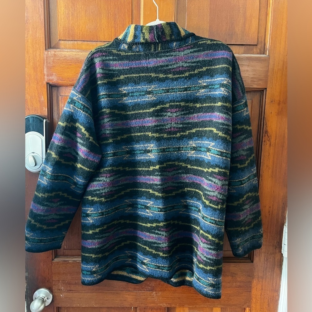 Vintage Alps Wool Cardigan Coat Jacket | Southwestern Aztec | Shawl Oversized M - Picture 7 of 8